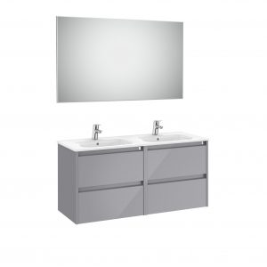 Mueble de baño Tenet con cuatro cajones color gris brillante