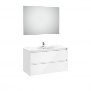 Mueble de baño Tenet con dos cajones color blanco brillante