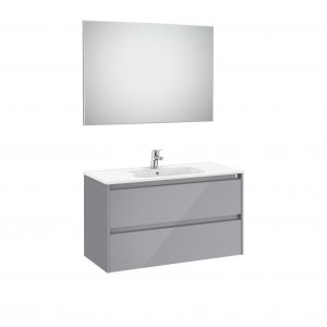 Mueble de baño Tenet con dos cajones color gris brillante