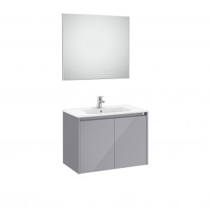 Mueble de baño Tenet con dos puertas color gris brillante
