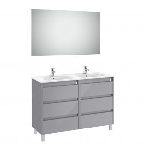 Mueble de baño Tenet con seis cajones color gris brillante