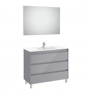 Mueble de baño Tenet con tres cajones color gris brillante