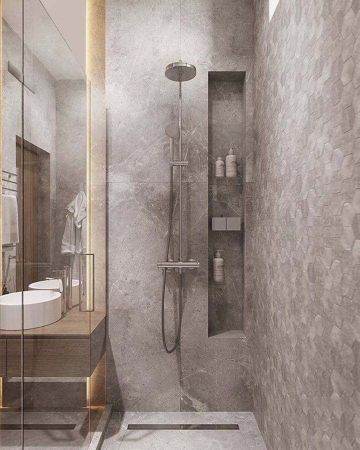 Panel de pared de ducha compuesto - Hoja de piedra y cemento - 120